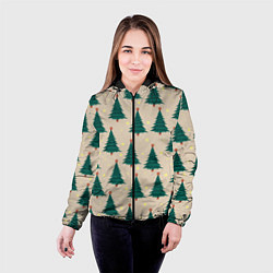 Куртка с капюшоном женская Новогодняя ель, цвет: 3D-черный — фото 2