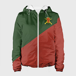 Куртка с капюшоном женская Мотострелковые войска: герб со щитом, цвет: 3D-белый