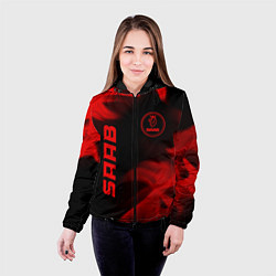 Куртка с капюшоном женская Saab - red gradient вертикально, цвет: 3D-черный — фото 2