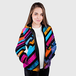 Куртка с капюшоном женская Абстракция с граффити, цвет: 3D-черный — фото 2