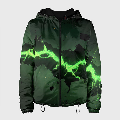 Женская куртка Неоновая плита с зеленым разломом / 3D-Черный – фото 1