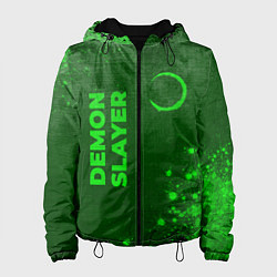 Куртка с капюшоном женская Demon Slayer - green gradient вертикально, цвет: 3D-черный