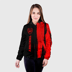 Куртка с капюшоном женская Arsenal - red gradient по-вертикали, цвет: 3D-черный — фото 2