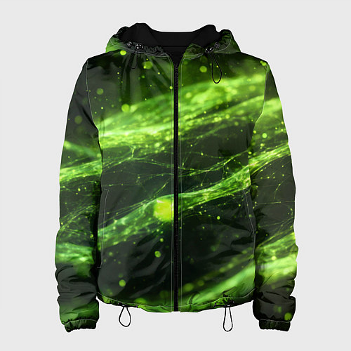 Женская куртка Текстура зеленая жидкость / 3D-Черный – фото 1