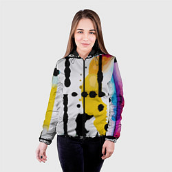 Куртка с капюшоном женская Цветная абстракция - минимализм, цвет: 3D-черный — фото 2