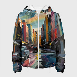 Куртка с капюшоном женская Улица в стиле экспрессионизм, цвет: 3D-белый