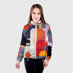 Куртка с капюшоном женская Абстракция из фигур и линий, цвет: 3D-белый — фото 2