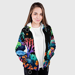 Куртка с капюшоном женская Космический подводный мир, цвет: 3D-белый — фото 2