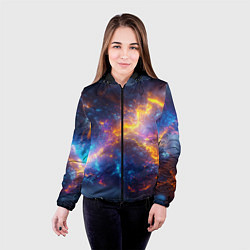 Куртка с капюшоном женская Космическая текстура фон, цвет: 3D-черный — фото 2