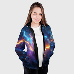 Куртка с капюшоном женская Космическая молния текстура, цвет: 3D-черный — фото 2