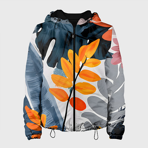 Женская куртка Контрастные листья / 3D-Черный – фото 1