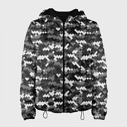 Куртка с капюшоном женская Серая пиксельная текстура, цвет: 3D-черный