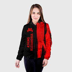 Куртка с капюшоном женская Asking Alexandria - red gradient по-вертикали, цвет: 3D-черный — фото 2