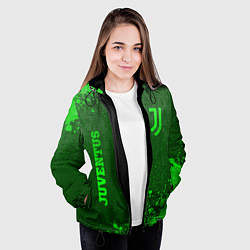 Куртка с капюшоном женская Juventus - green gradient вертикально, цвет: 3D-черный — фото 2