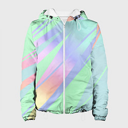 Куртка с капюшоном женская Светлый зелёный мятный с полосами градиент, цвет: 3D-белый
