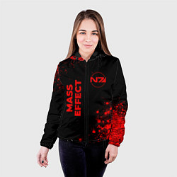 Куртка с капюшоном женская Mass Effect - red gradient вертикально, цвет: 3D-черный — фото 2