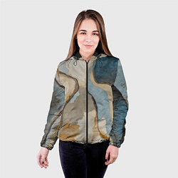 Куртка с капюшоном женская Абстракция с песком и водой, цвет: 3D-черный — фото 2