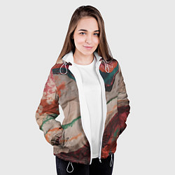 Куртка с капюшоном женская Абстракция из бумаги и краски, цвет: 3D-белый — фото 2
