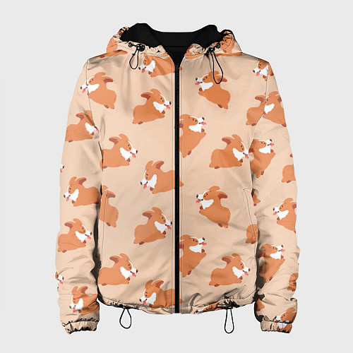 Женская куртка Паттерн с забавными щенками породы корги / 3D-Черный – фото 1