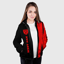 Куртка с капюшоном женская West Ham - red gradient по-вертикали, цвет: 3D-черный — фото 2