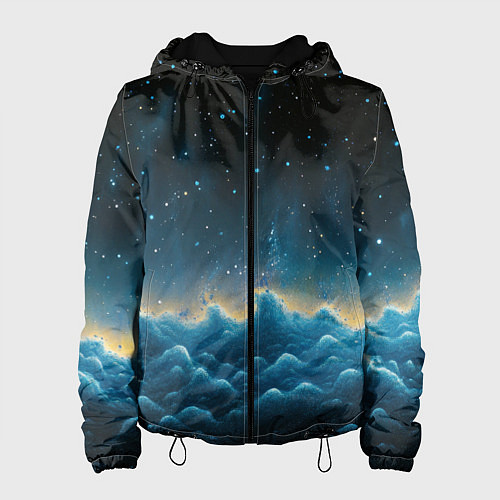 Женская куртка Облака и черное небо текстура / 3D-Черный – фото 1