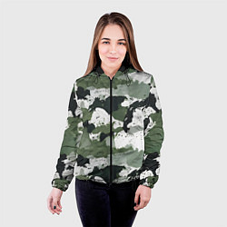 Куртка с капюшоном женская Зеленый фактурный камуфляж, цвет: 3D-черный — фото 2