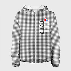 Куртка с капюшоном женская Черные очки висят на кармане, цвет: 3D-белый