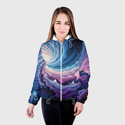 Куртка с капюшоном женская Космическая волна, цвет: 3D-белый — фото 2