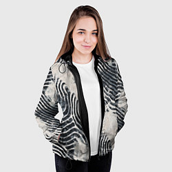 Куртка с капюшоном женская Текстура гранж - абстрактные линии, цвет: 3D-черный — фото 2
