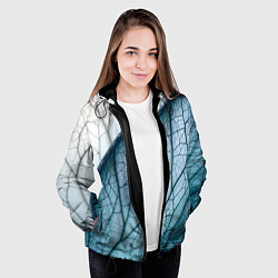 Куртка с капюшоном женская Листья с прожилками, цвет: 3D-черный — фото 2