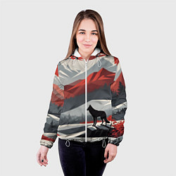 Куртка с капюшоном женская Лиса и красные горы, цвет: 3D-белый — фото 2