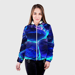 Куртка с капюшоном женская Объемные плиты в неоновом свечение, цвет: 3D-белый — фото 2