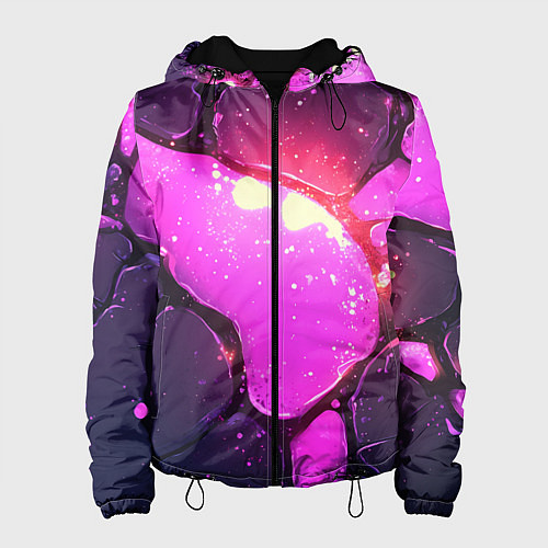 Женская куртка Розовая текстура разлом плит / 3D-Черный – фото 1