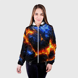 Куртка с капюшоном женская Лада и лед в разломе плит, цвет: 3D-белый — фото 2