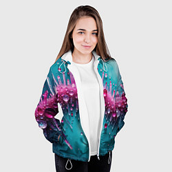Куртка с капюшоном женская Розовые кристаллы, цвет: 3D-белый — фото 2