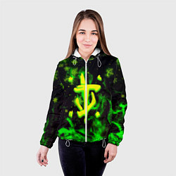 Куртка с капюшоном женская Doom кислотный снег в огне лого, цвет: 3D-белый — фото 2