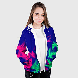 Куртка с капюшоном женская Nirvana fire neon, цвет: 3D-белый — фото 2