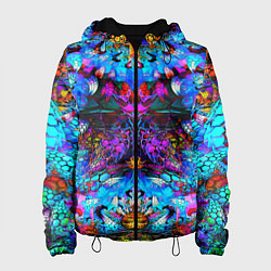 Куртка с капюшоном женская Абстракция стекло узор, цвет: 3D-черный