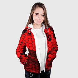 Куртка с капюшоном женская BMW карбоновая абстракция, цвет: 3D-белый — фото 2