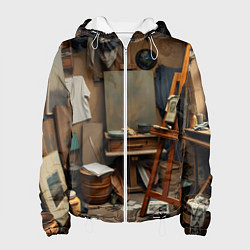 Куртка с капюшоном женская Мастерская художника, цвет: 3D-белый