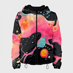 Куртка с капюшоном женская Розовая текстура в черном, цвет: 3D-черный