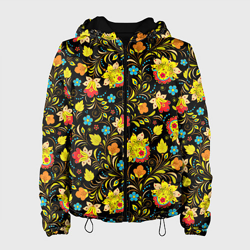 Женская куртка Хохлома цветы / 3D-Черный – фото 1