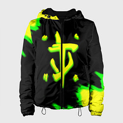 Куртка с капюшоном женская Doom огненное лого краски, цвет: 3D-черный