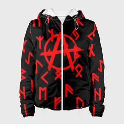 Куртка с капюшоном женская Анархия символы, цвет: 3D-белый