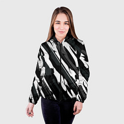 Куртка с капюшоном женская Разводы белым на черном, цвет: 3D-черный — фото 2