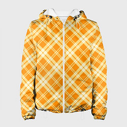 Куртка с капюшоном женская Жёлтый крупная клетка, цвет: 3D-белый