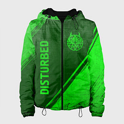 Куртка с капюшоном женская Disturbed - green gradient вертикально, цвет: 3D-черный
