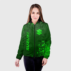 Куртка с капюшоном женская Suzuki - green gradient вертикально, цвет: 3D-черный — фото 2