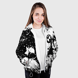 Куртка с капюшоном женская BMW черно белые краски, цвет: 3D-белый — фото 2