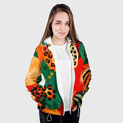 Куртка с капюшоном женская Анималистичный африканский паттерн, цвет: 3D-белый — фото 2